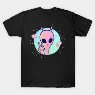 Aliens Spaceship Colorful Funny T-Shirt